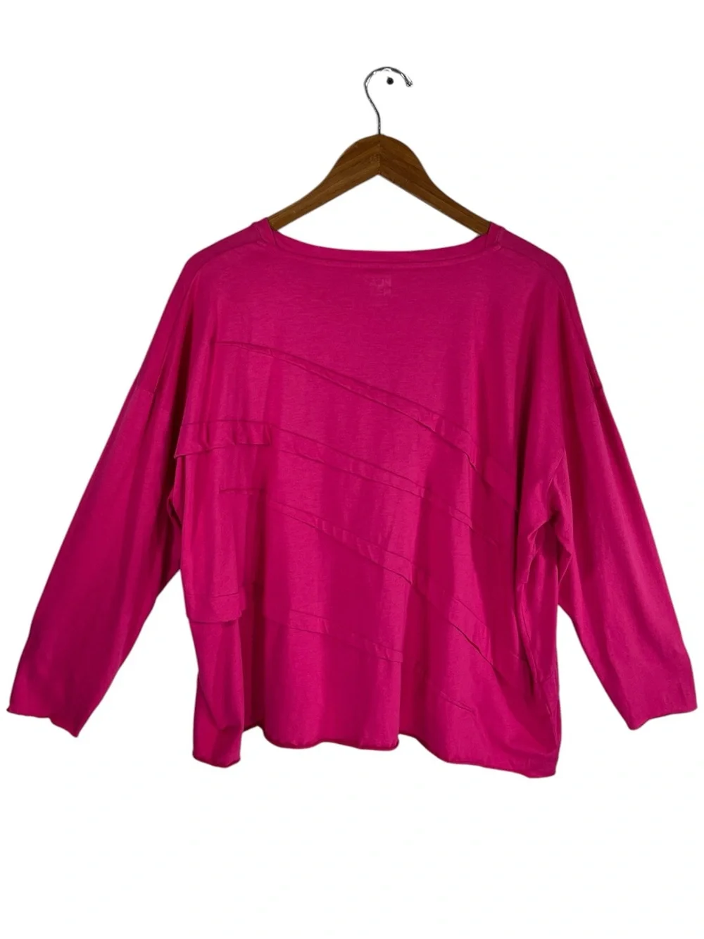 PLANET by Lauren G Pima Cotton Mini Tucked Tee One Size In Lipstick Pink - Picture 4 of 5